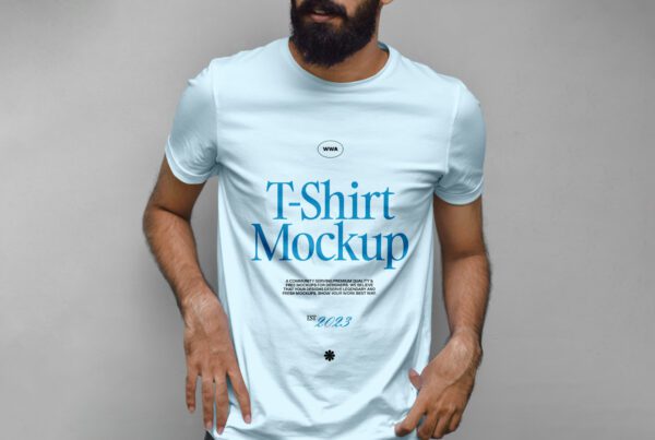 Free Beard Man Wearing T-Shirt PSD Mockup