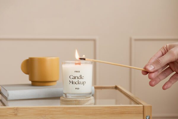 Free Fragrance Candle PSD Mockup