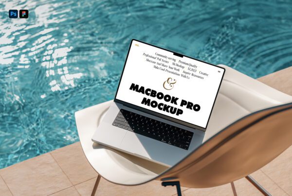 Free Macbook Pro at the Pool Mockup