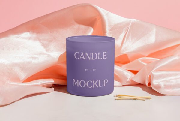 Free Small Candle PSD Mockup