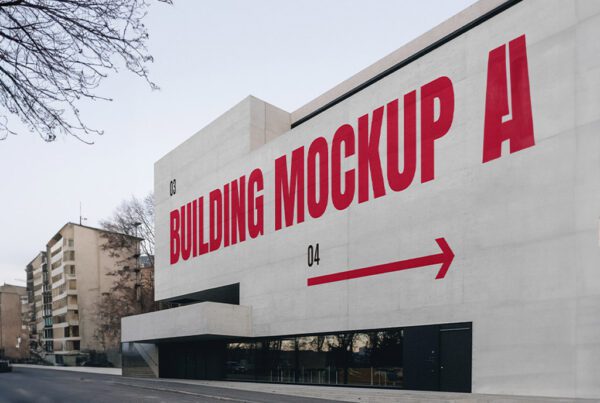 cover-Free Building Wall PSD Mockup