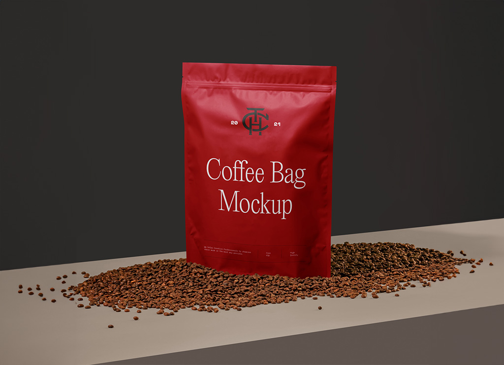 Free Coffee Bag PSD Mockup