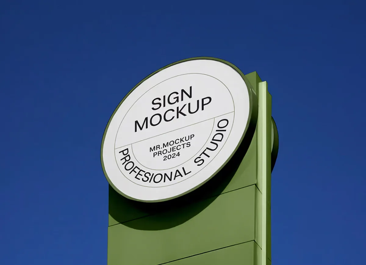 Free Circle Outside Sign Mockup