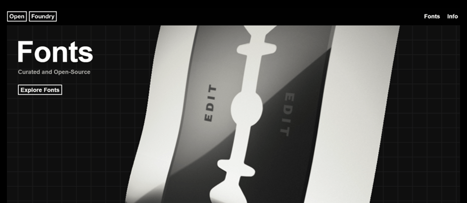 Open Foundry‘s web experience feels like a poster generator inside a website.