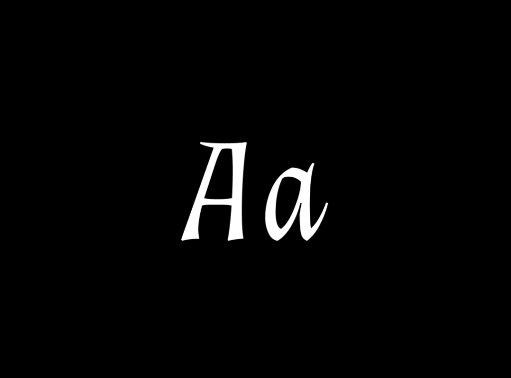 A close-up view of the letters "Aa" in the Almendra font, a high-contrast display serif with a medieval calligraphic texture.
