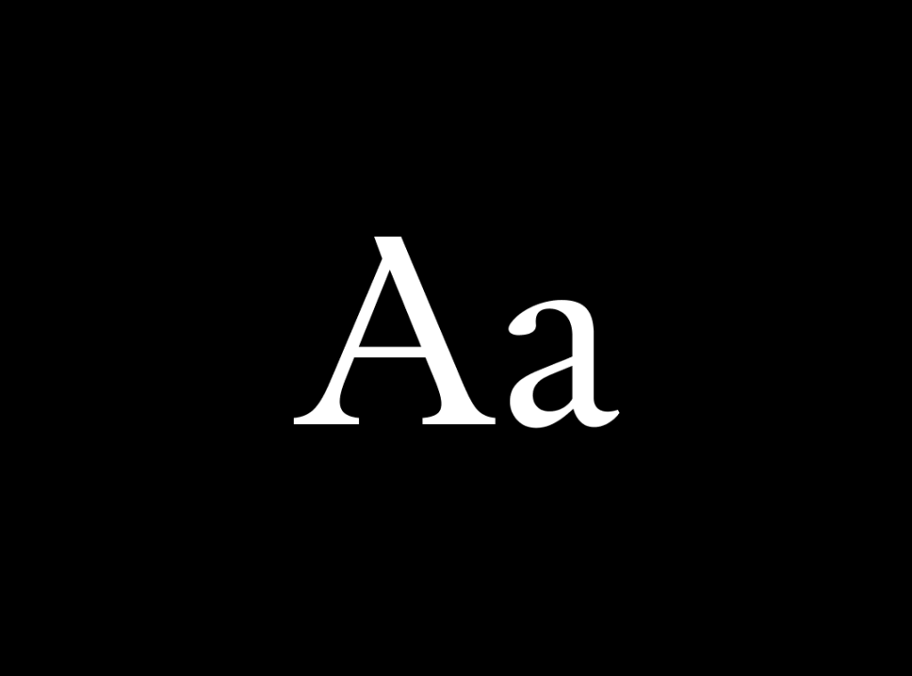 A close-up view of the letters "Aa" in the FOSS Serif font, an open-source serif with a blueprint or experimental design.
