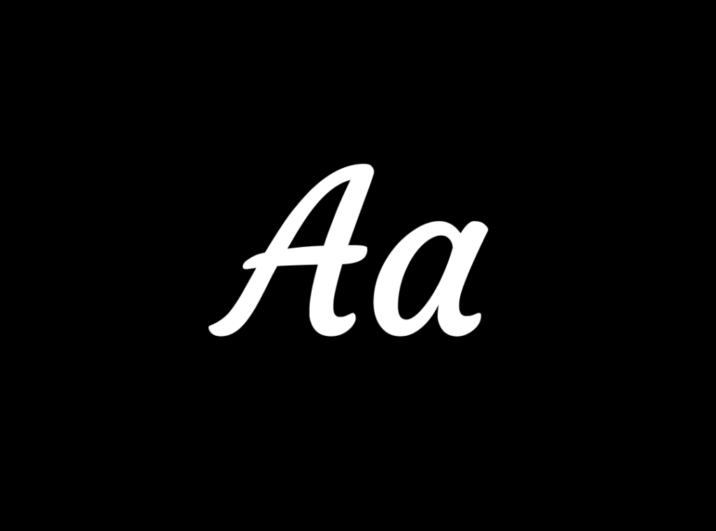 Graphic featuring the uppercase letter "A" and the lowercase letter "a" set in the Courgette Regular style.