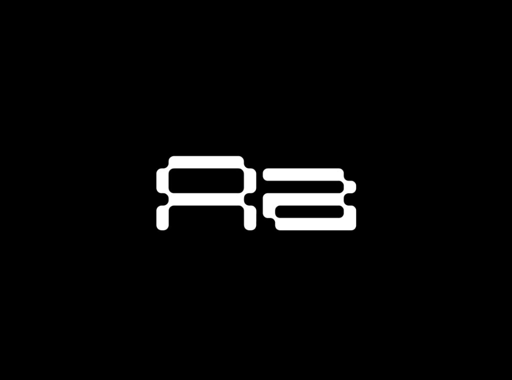 A graphic display of the letters "Aa" showcasing the rounded pixel-grid construction of the Flux font.