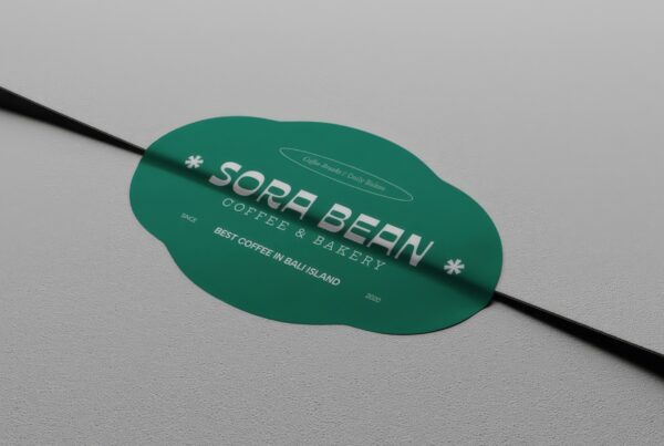 A realistic 3D sticker with subtle texture and soft lighting shadows placed on a clean surface.