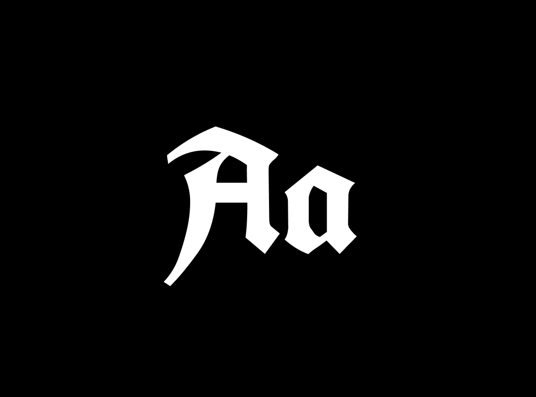 A graphic displaying the letters "Aa" in uppercase and lowercase using the blackletter style of the UnifrakturCook font.