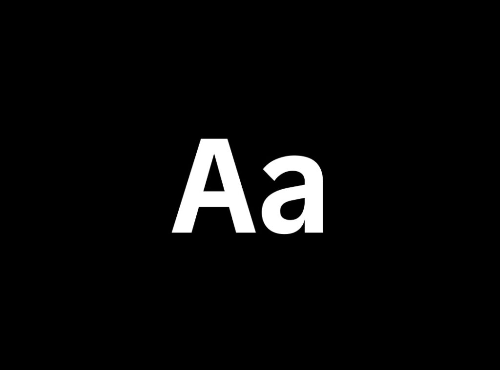 Graphic showcasing the letters Aa in uppercase and lowercase using a clean, contemporary sans-serif typeface.