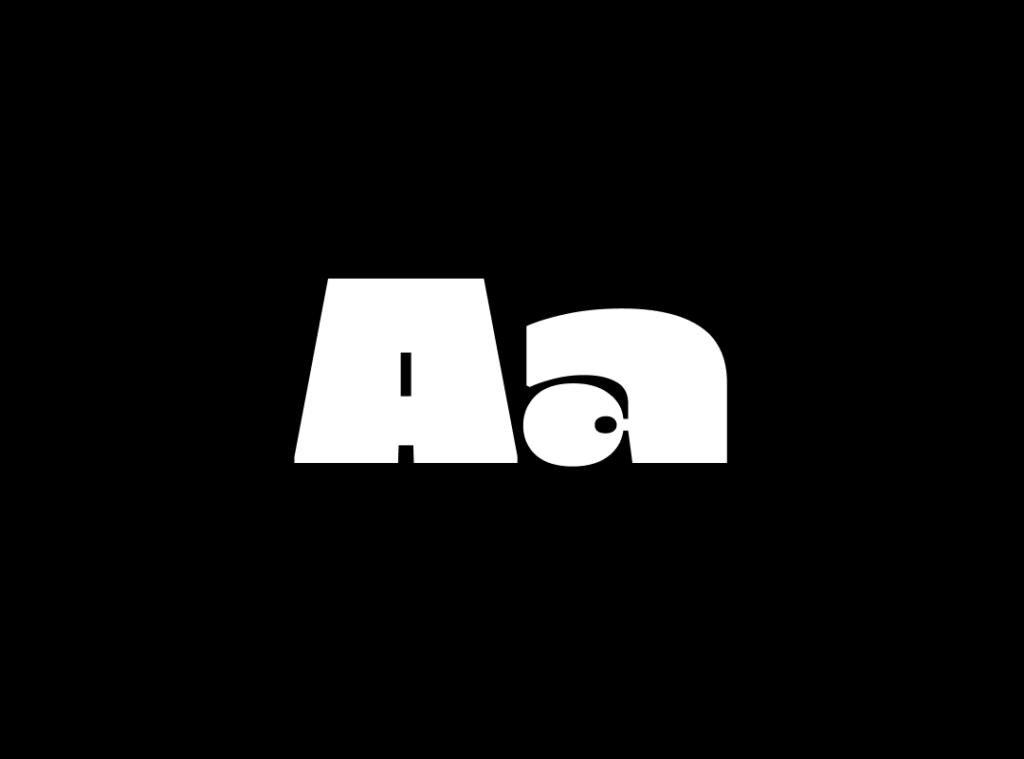 Graphic layout displaying the letters "Aa" in the ultra-fat variable display typeface LCT Mogi set against a vibrant background.